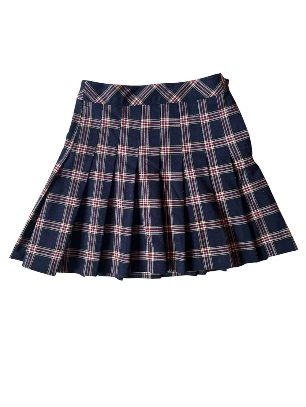 Navy Plaid Pleated Schoolgirl Skirt
